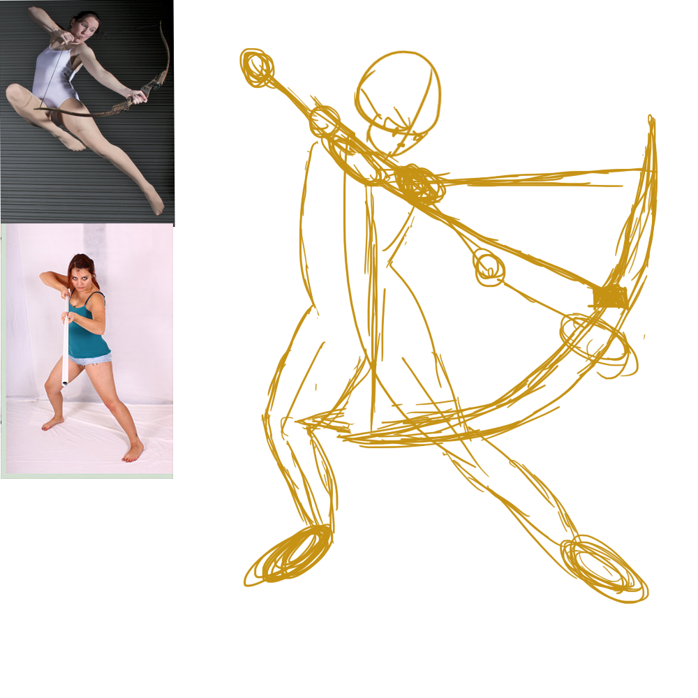bow and arrow pose drawing - Clip Art Library