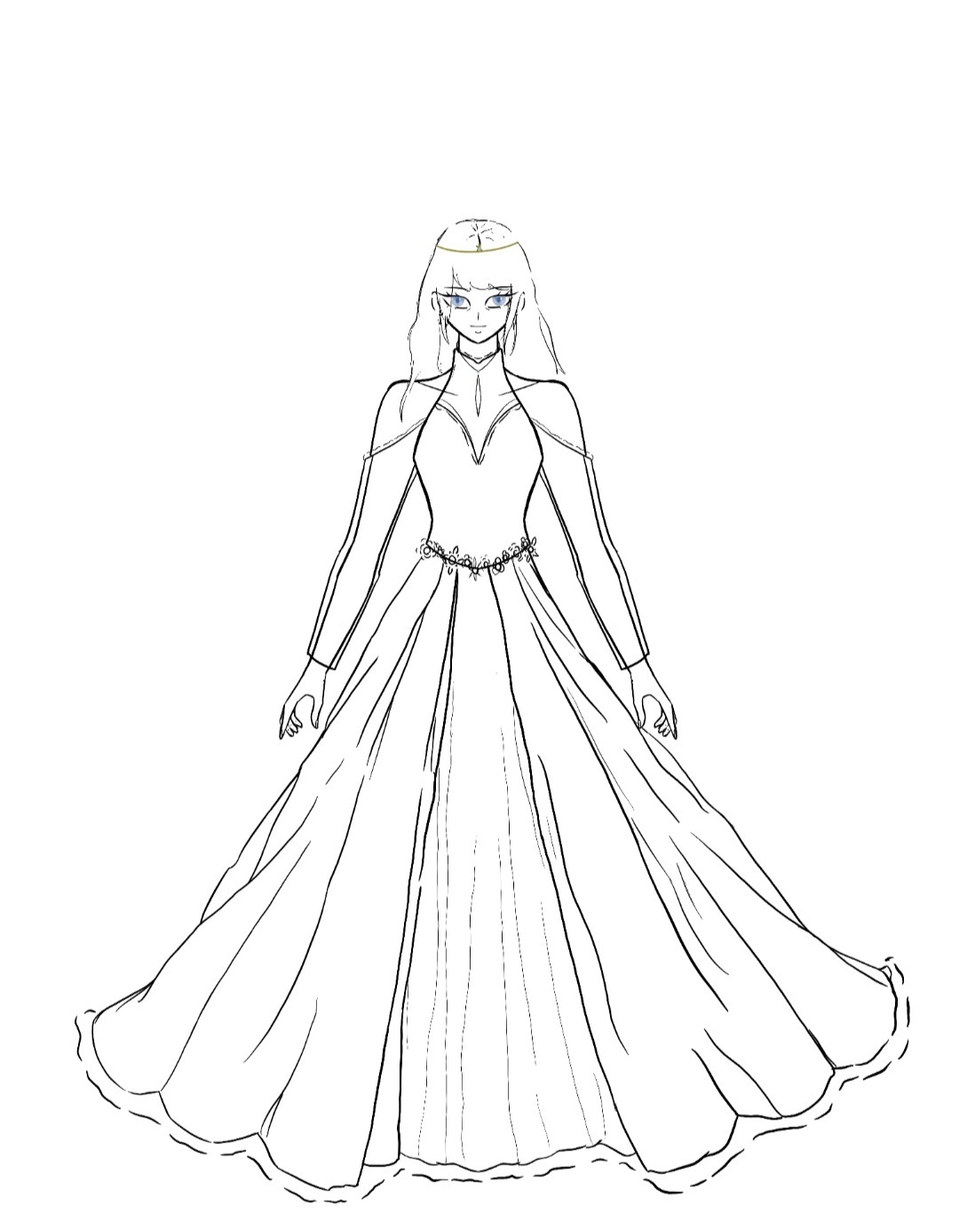 strapless open back dress Outfit Adoptable [Flower Gown] – Chevistey main image 1